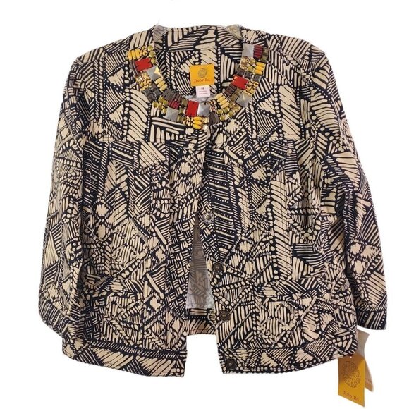 Ruby Rd Women’s Size 14 Jeweled Neckline ¾ Sleeve Button Front Jacket -NWT - Picture 3 of 16